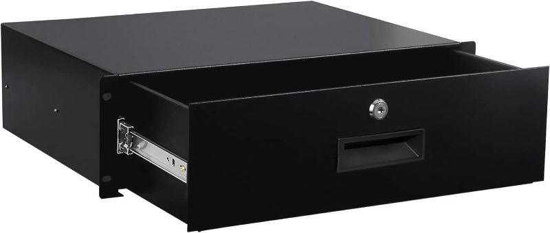 Photo 1 of 3U Rack Mount Drawer Server Cabinet Case for 19 Inch AV/Network/DJ Equipment Lockable Deep Drawer with Key
