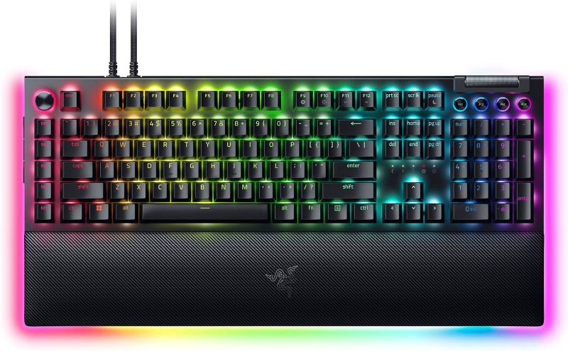 Photo 1 of Razer BlackWidow V4 Pro Mechanical Gaming Keyboard with Green Switches, Doubleshot Keycaps, Command Dial, Chroma RGB, Magnetic Wrist Rest
