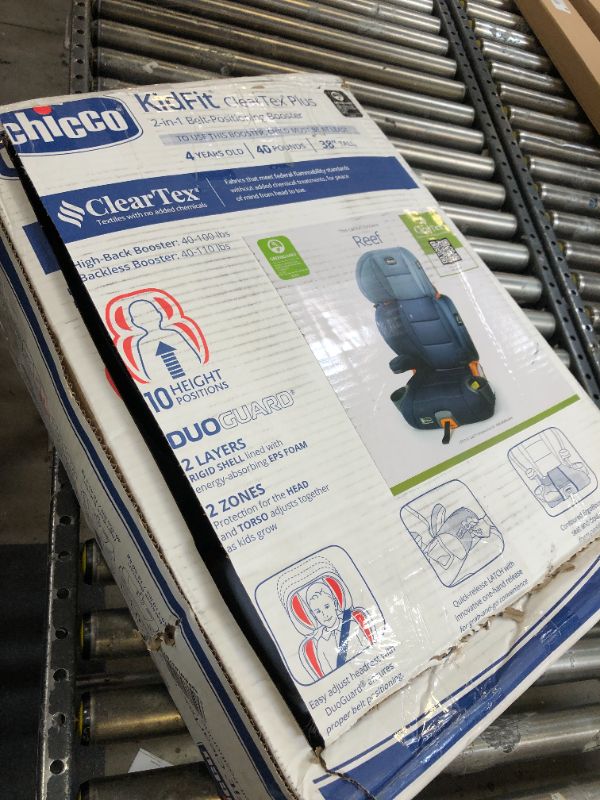 Photo 3 of Chicco KidFit ClearTex Plus 2-in-1 Belt-Positioning Booster Car Seat, Backless and High Back Booster Seat, for Children Aged 4 Years and up and 40-100 lbs. | Reef/Navy KidFit Plus with ClearTex® No Chemicals Reef