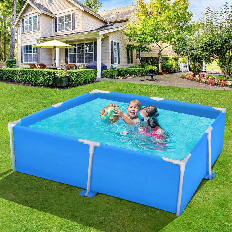 Photo 1 of 59x 59 inch Above Ground Small Swimming Pool Square Mini Metal Frame Swimming Pool for Outdoor Kids
