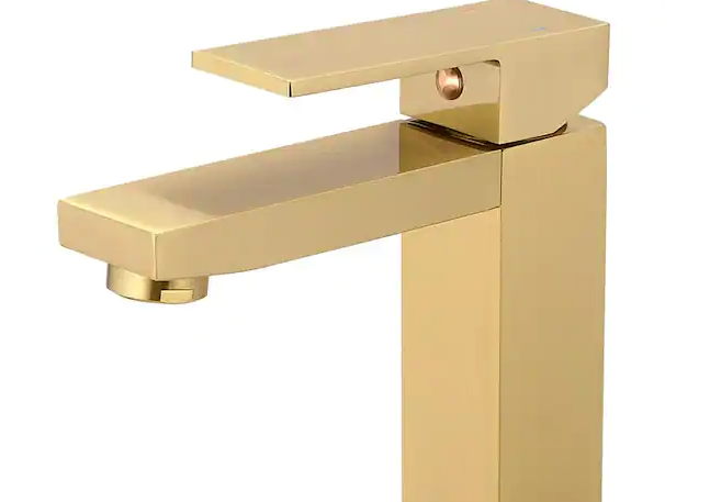 Photo 1 of Single Hole Single-Handle Bathroom Faucet in Brushed Gold
