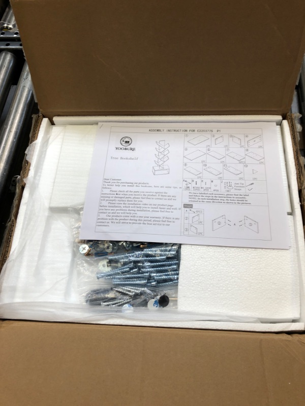 Photo 1 of Yoobure Tree Bookshelf - 6 Shelf Retro Floor Standing Bookcase, Tall Wood Book Storage Rack for CDs/Movies/Books, Utility Book Organizer Shelves for Bedroom, Living Room, Home Office, White