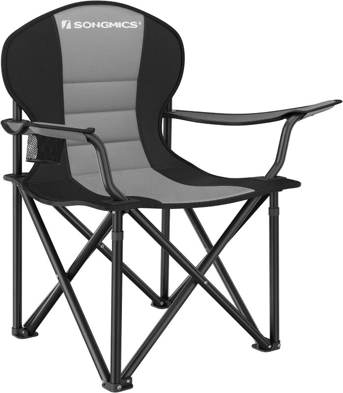 Photo 1 of SONGMICS Folding Camping Chair, Supports 551 lb, with Comfortable Sponge Seat, Heavy Duty Structure, Cup Holder, Outdoor Picnic Chair
