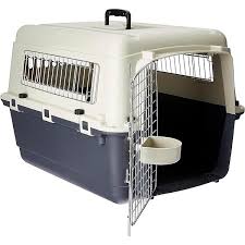 Photo 1 of SportPet Designs Plastic Kennels Rolling Plastic Airline Approved Wire Door Travel Dog Crate, X-Large, Gray
