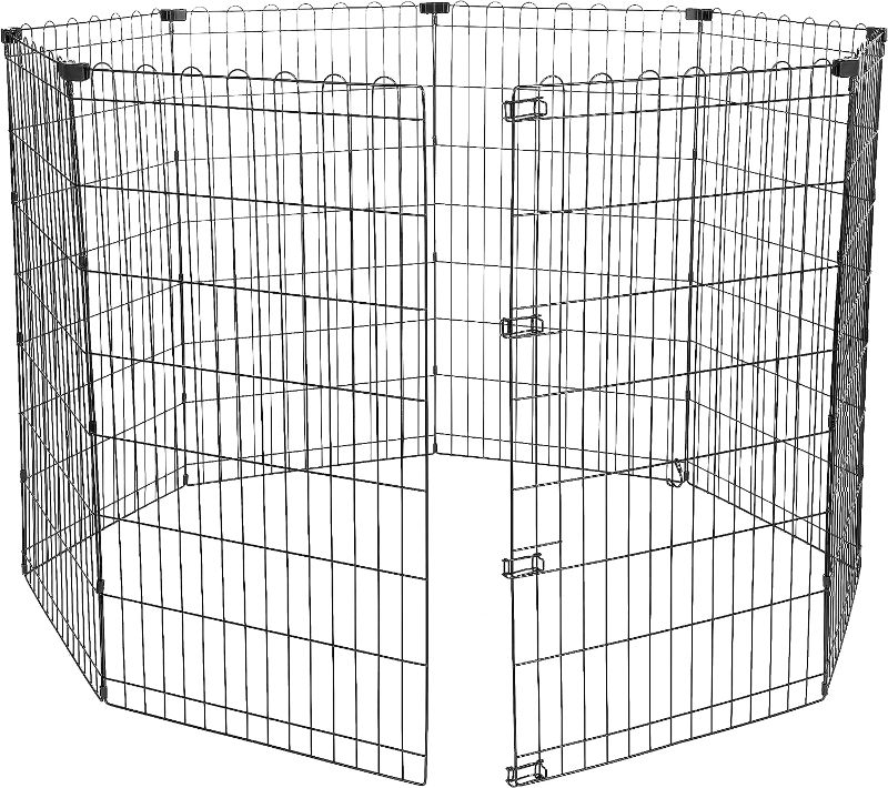 Photo 1 of Amazon Basics Foldable Octagonal Metal Exercise Pet Play Pen for Dogs, Fence Pen, No Door, Large, 60 x 60 x 42 Inches, Black
