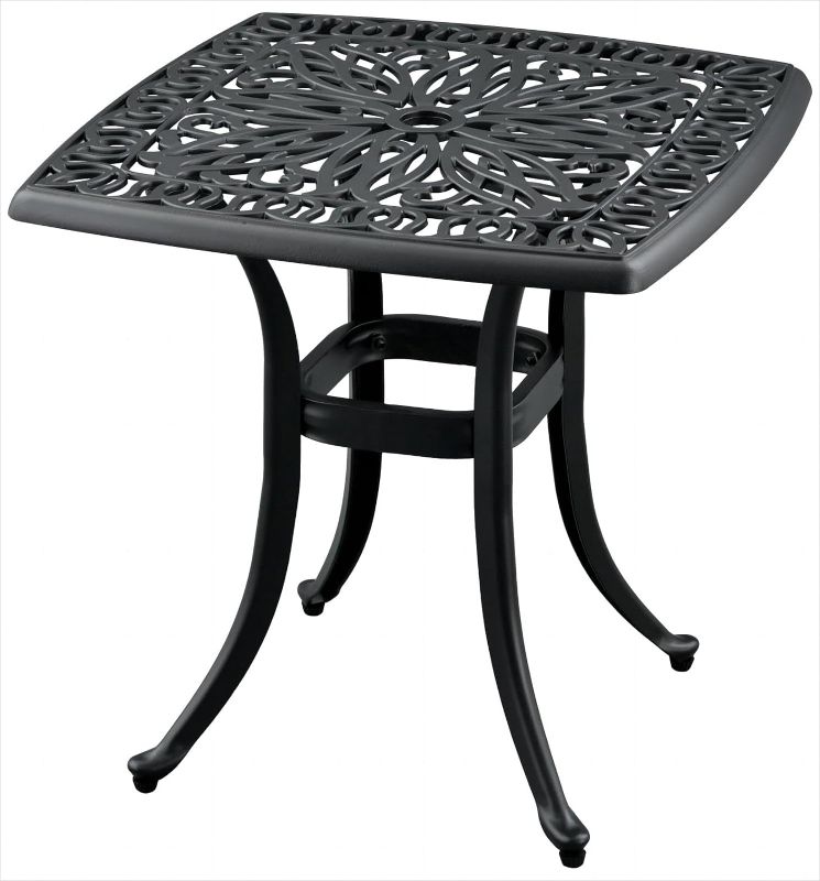 Photo 1 of Outdoor 21" Cast Aluminum Square Side Table End Table for Patio, Backyard, Pool, Indoor Companion, Easy Maintenance and Weather Resistant, Black
