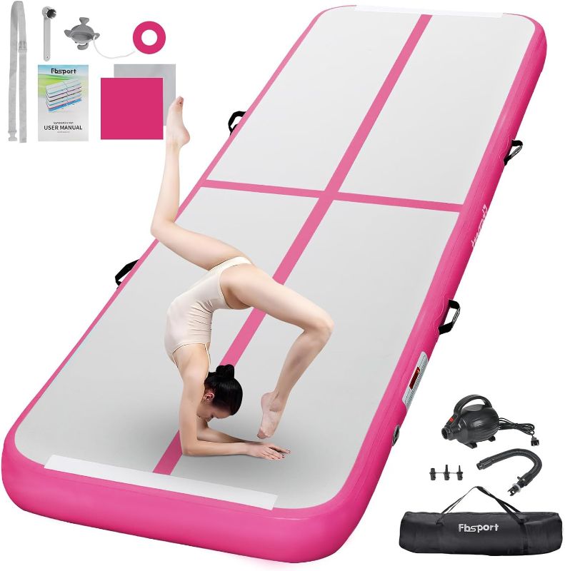 Photo 1 of FBSPORT Inflatable Air Gymnastics Mat Training Mats 4/8 inches Thickness Gymnastics Tracks for Home Use/Training/Cheerleading/Yoga/Water with Pump
