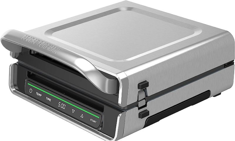 Photo 1 of George Foreman Family Size (4-6 Servings), GRD6090B Smokeless-Digital Smart Select, Stainless Steel
