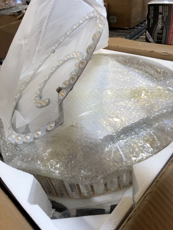 Photo 1 of Ohniyou 42" Retractable Ceiling Fan with Light and Remote,Crystal Chandelier Ceiling Fan for Bedroom Living Room Indoor (Chrome Silver)