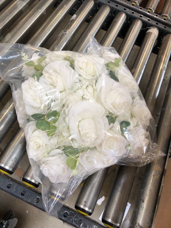 Photo 2 of BLOSMON Artificial Flower Balls Wedding Centerpiece 15.7" Large White Fake Flowers Rose Hydrangea Ball Arrangement Center Pieces for Table Silk Floral Bouquet
