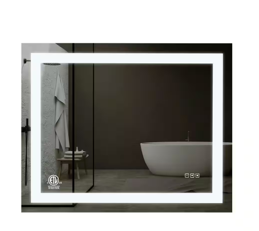 Photo 1 of KINWELL - 40 in. W x 32 in. H Frameless Rectangular Anti-Fog LED Light Bathroom Vanity Mirror
