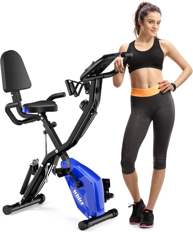 Photo 1 of Folding Exercise Bike?5 IN 1 Stationary Bike for Home with LCD Monitor / 16-Level Adjustable Resistance Full Body Workout Indoor Foldable Cycling Bike
