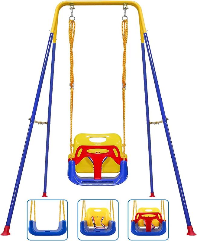 Photo 1 of Toddler Swing, 3-in-1 Swing Sets for Backyard, Baby Swing Outdoor/Indoor, Toddler Swing Set Suitable for Aged 6 Months to 10 Years Old
