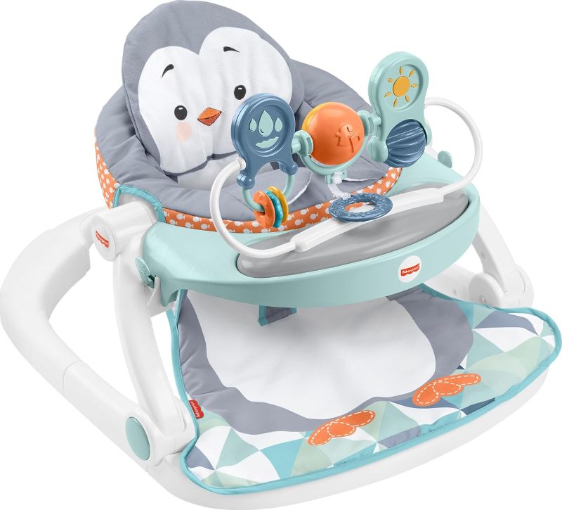 Photo 1 of Fisher-Price Portable Baby Chair Sit-Me-Up Floor Seat With Snack Tray And Removable Toy Bar, Penguin Island

