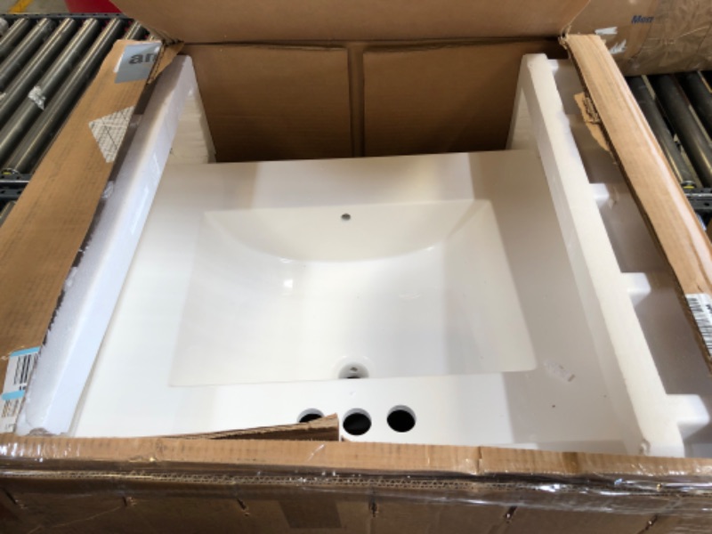 Photo 2 of Design House 630210 Camilla Cultured Marble Vanity Top Single Bowl Sink 4-Inch Centerset with Integrated Backsplash, 25-Inch, Solid White 25 Inch