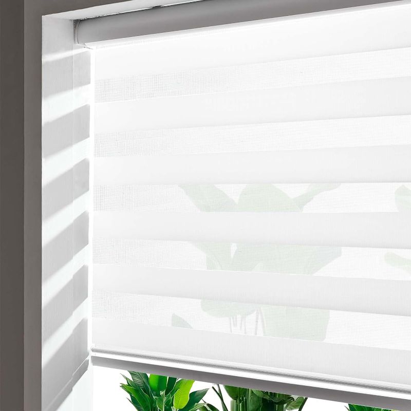 Photo 1 of Zebra Blinds Roller Shades for Windows, Pretection Privacy, Light Filtering Control Day and Night, Corded Roll Pull Down Blind for Home and Office (offWhite - Width 71", Max Drop Height 72")
