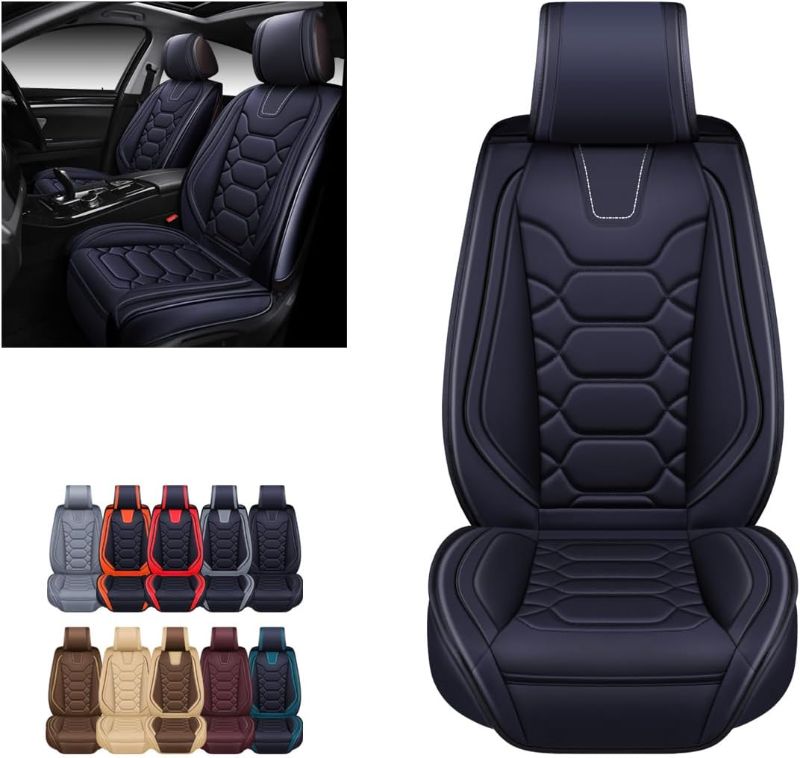 Photo 1 of OASIS AUTO Car Seat Covers Premium Waterproof Faux Leather Cushion Universal Accessories Fit SUV Truck Sedan Automotive Vehicle Auto Interior Protector Front Pair (OS-004 Black)
