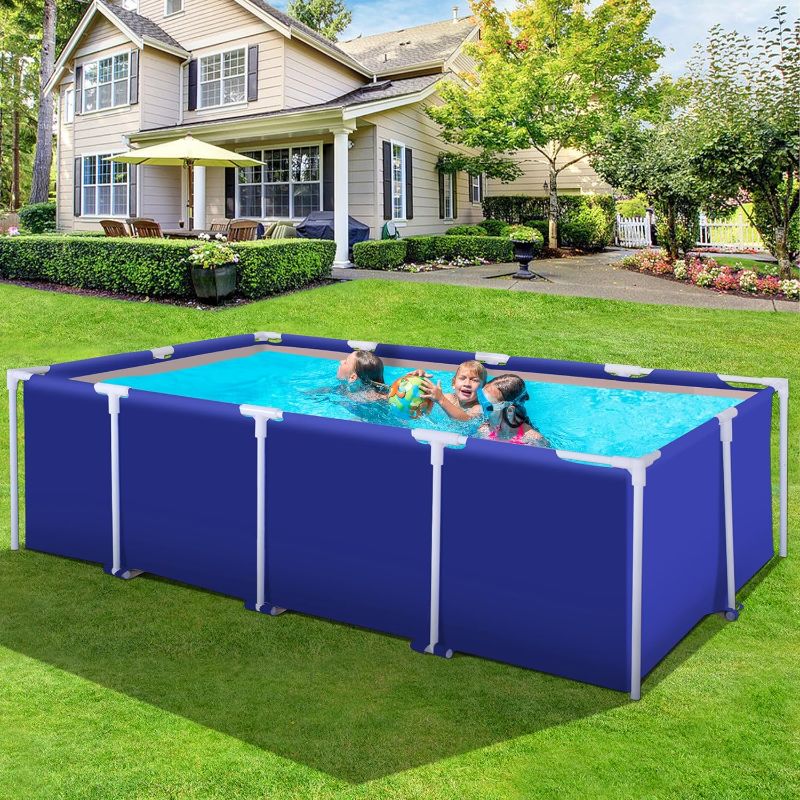 Photo 1 of 7X 4.9X 2ft Above Ground Swimming Pool Rectangular Metal Frame Swimming Pool for Outdoor Kids Family
