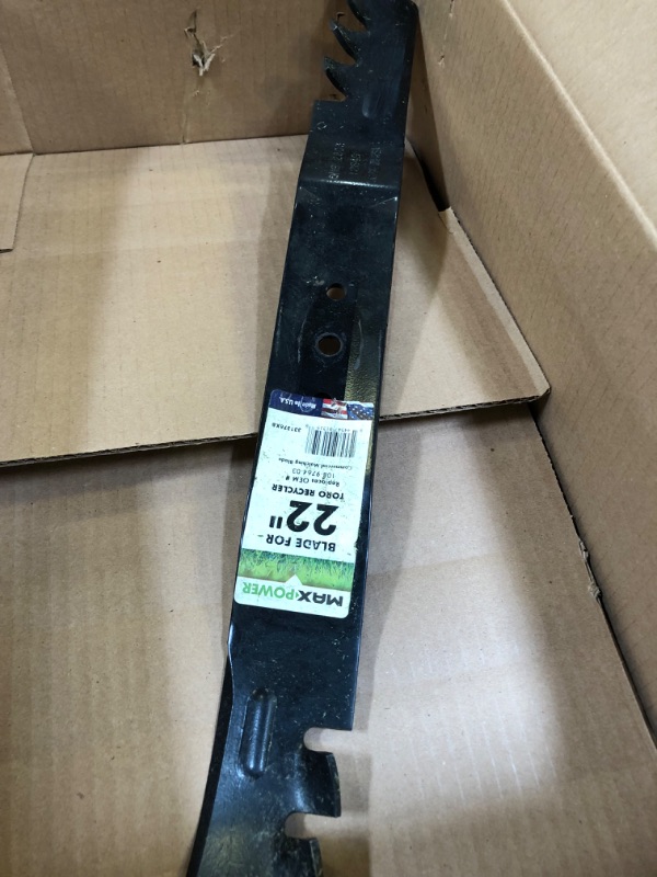 Photo 2 of MaxPower 331376XB Commercial Mulching Mower Blade Replaces OEM no. 108-9764-03,131-4547-03, black