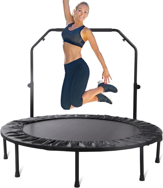 Photo 1 of Rebounder Trampoline for Adults with Bar, Mini Trampoline for Adults Fitness, Portable Indoor/Outdoor Foldable Rebounder, 40IN/50IN 50INCH