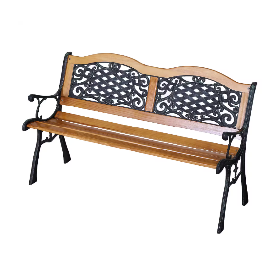 Photo 1 of Outsunny - 50 in. Wooden Outdoor Patio Garden Bench Love Seat with Strong Hardwood Slats and Antique Style