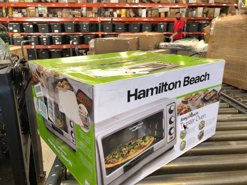 Photo 5 of Hamilton Beach 6-Slice Countertop Toaster Oven with Easy Reach Roll-Top Door, Bake Pan, Silver (31127D)