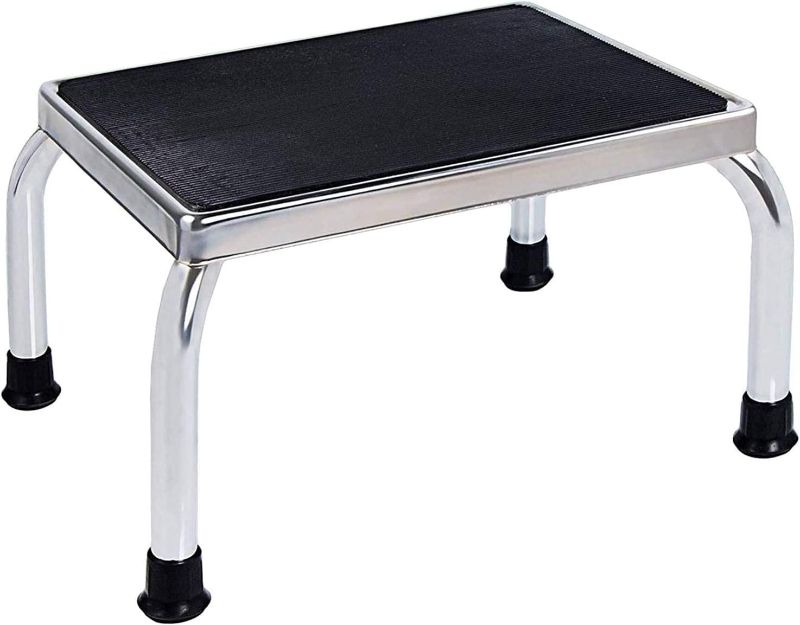 Photo 1 of Vaunn Medical Foot Step Stool with Anti-Skid Rubber Platform, Chrome Plated Stool Without Handle