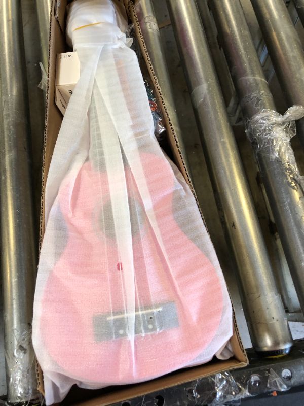 Photo 2 of Donner Soprano Ukulele for Beginners 21 Inch Ukelele Starter Bundle Kit with Free Online Lessons Bag Strap String Tuner Picks Cloth Ukalalee Yukalalee (Pink) Pink Rainbow
