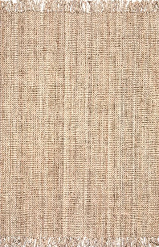 Photo 1 of nuLOOM 12x15 Daniela Jute Tassel Hand Woven Area Rug, Natural, Solid Chunky Farmhouse Design, Natural Fiber, For Bedroom, Dining Room, Living Room, Hallway, Office, Entryway

