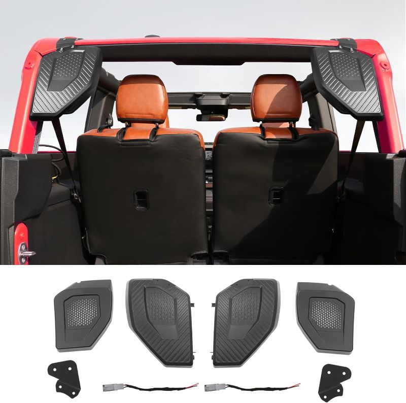 Photo 1 of Mabett Rear Speaker Pods Compatible with Ford Bronco 4-Door 2024 2023 2022 2021, Upgrade 6.5" Pods for Bronco Accessories, Interior Accessories Black
