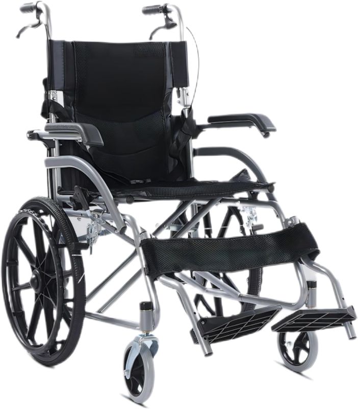 Photo 1 of Wheelchairs for Adults - 20“ Wheels - Can be implemented by oneself - Lightweight Foldable - Elderly Wheelchair-Small Wheel Travers for The Disabled - Multifunctional Nursing Wheelchair-Black
