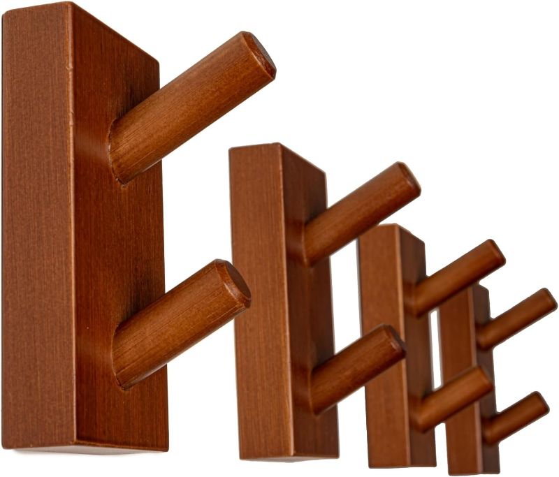 Photo 1 of VERTORGAN Coat Hooks, Bamboo Wall Hooks for Hanging Towel Hooks Wall Mounted, Decorative Hooks Organizer for Hanging Hat, Towel, Bag(4 Pack)
