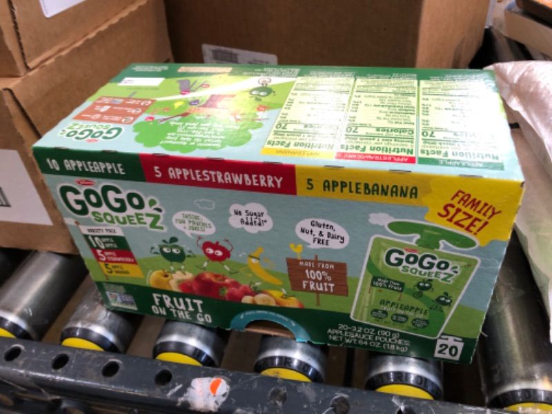 Photo 1 of GoGo squeeZ Fruit on the Go Variety Pack, Apple Apple, Apple Banana, & Apple Strawberry, - Tasty Kids Applesauce Snacks - Gluten Free Snacks for Kids - Nut & Dairy Free - Vegan Snacks, 3.2 Ounce (Pack of 20) Apple Banana Strawberry
BEST BY JAN 28, 2025