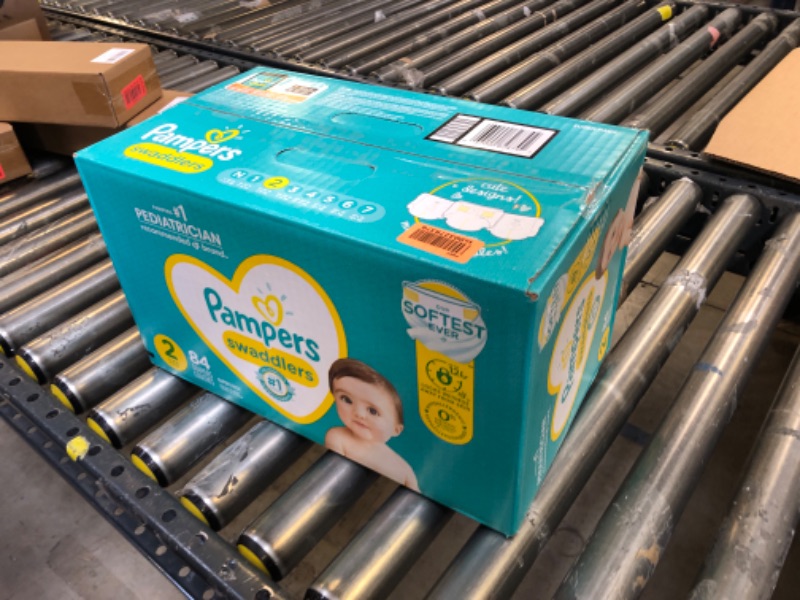 Photo 2 of Pampers Swaddlers Diapers - Size 2, 84 Count, Ultra Soft Disposable Baby Diapers Size 2 84