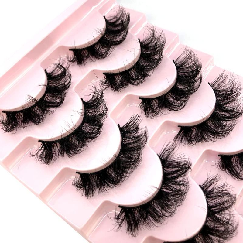 Photo 1 of AMSDCN Eyelashes Natural Faux Mink Lashes Cat Eye 6D Fluffy Eyelash Dramatic Volume Faux Mink Lashes 7 Pairs Pack (FC-8)
