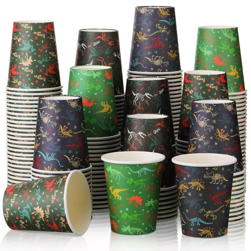 Photo 1 of 200 Pieces 9 oz Dinosaur Paper Cups Disposable Cups Dinosaur Cup for Kids Jui...
