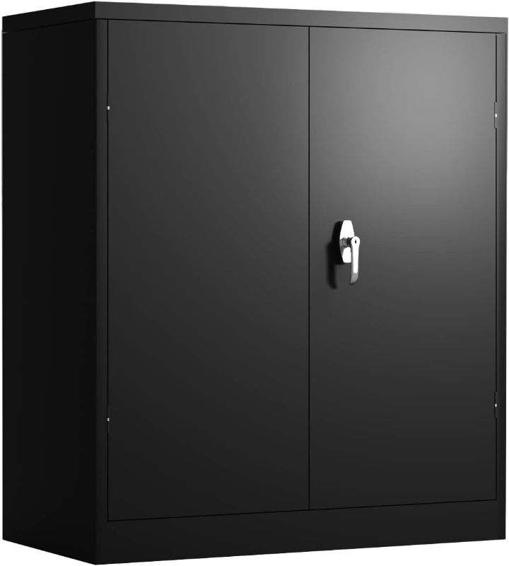 Photo 1 of Metal Storage Cabinet with 2 Adjustable Shelves,Black Metal