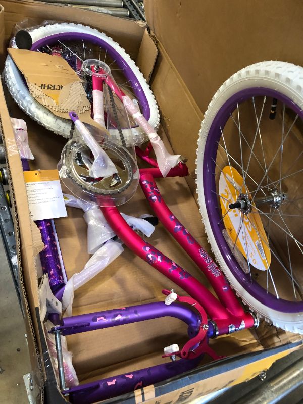 Photo 3 of Dynacraft 20 inch Girls Rule Bike for Girls with Handlebar Bag Included, Pink/Purple - WARPED BACK TIRE