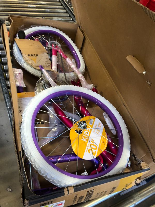 Photo 2 of Dynacraft 20 inch Girls Rule Bike for Girls with Handlebar Bag Included, Pink/Purple - WARPED BACK TIRE