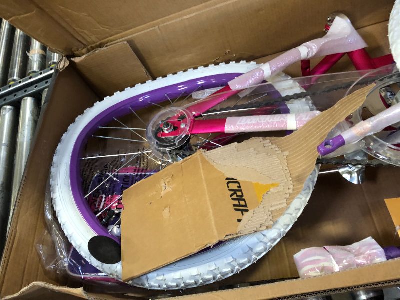 Photo 4 of Dynacraft 20 inch Girls Rule Bike for Girls with Handlebar Bag Included, Pink/Purple - WARPED BACK TIRE