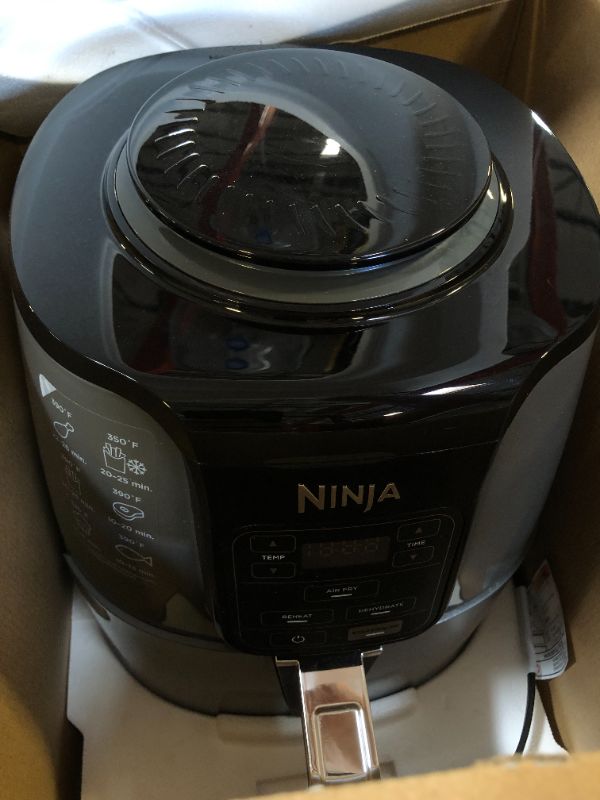 Photo 3 of Ninja AF101 Air Fryer that Crisps, Roasts, Reheats, & Dehydrates, for Quick, Easy Meals, 4 Quart Capacity, & High Gloss Finish, Black/Grey 4 Quarts