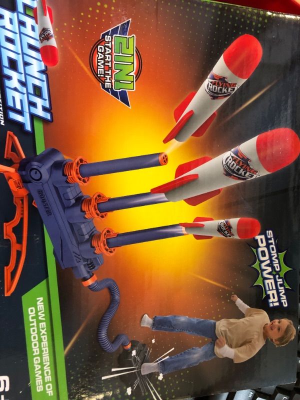 Photo 1 of KIZJORYA Rocket Launcher for Kids, ???? ??? 2 Flight Modes-Handheld Stomp Air Rockets, Fun Outdoor Game Toys-4 High Flying Foam Rockets, Birthday Gift for Boys Girls Toddler Ages 3+ Year Old