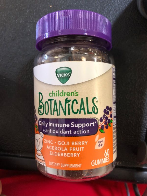 Photo 2 of Vicks Children's Botanicals Daily Immune Support* + Antioxidant Action, Gummies, Made with Zinc, Goji Berry, Acerola Fruit, and Elderberry, 60 ct