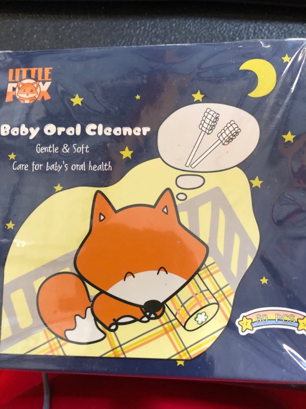 Photo 2 of [60 Pcs] Little Fox Baby Oral Cleaner +2 Pcs Finger Toothbrush with Cases, Baby Tongue Cleaner, Newborn Toothbrush, Disposable Tongue and Gum Cleaner, Infant Oral Care and Cleaning for 0-36 Month Baby 1 Count (Pack of 1)