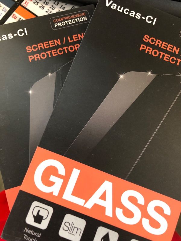 Photo 2 of Vaucas-CI 3 Pack Screen Protector for iPhone 15 Pro [6.1 Inch] + 2 Pack Camera Lens Protector, Case Friendly Tempered Glass Film, [Ultra HD] [9H Hardness Scratch Resistant] 2PCS