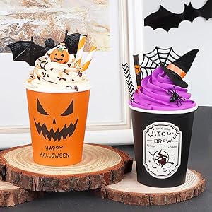 Photo 1 of Halloween Decor, 2PCS Paper Cups Filled with Artificial Whipped Cream for Table, Tiered Tray, Kitchen Coffee Bar - Halloween Decorations for Home