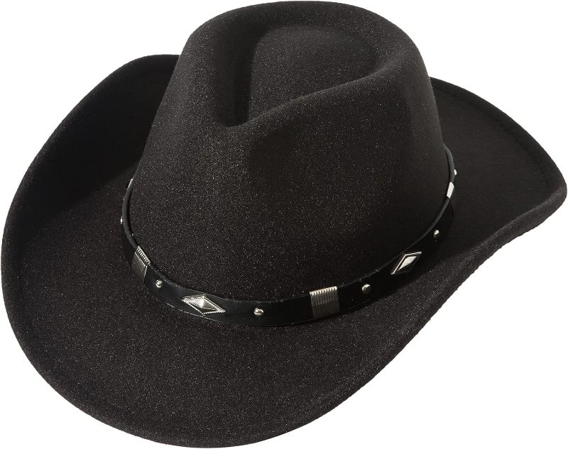 Photo 1 of JOYEBUY Classic Wide Brim Women Men Western Style Cowboy Cowgirl Hats with Buckle Belt