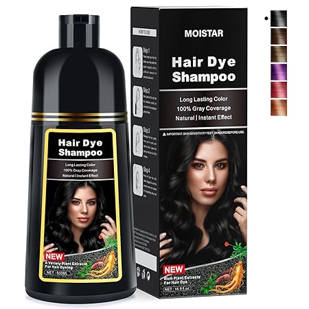 Photo 1 of MOISTAR Black Hair Dye Shampoo for Gray Hair Coverage Meidu Herbal Black Hair Dye Shampoo 3 in 1, Instant Hair Color Shampoo, Herbal Hair Coloring in Minutes for Women & Men (Black)