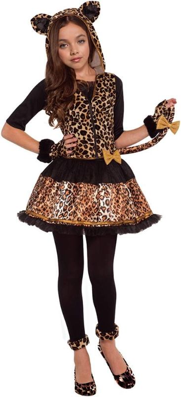 Photo 1 of Lingway Toys Cheetah Costume for Girl's Halloween,Girl's Leopard Costume Dress with Tights,Glovelettes,Tail   12/14 