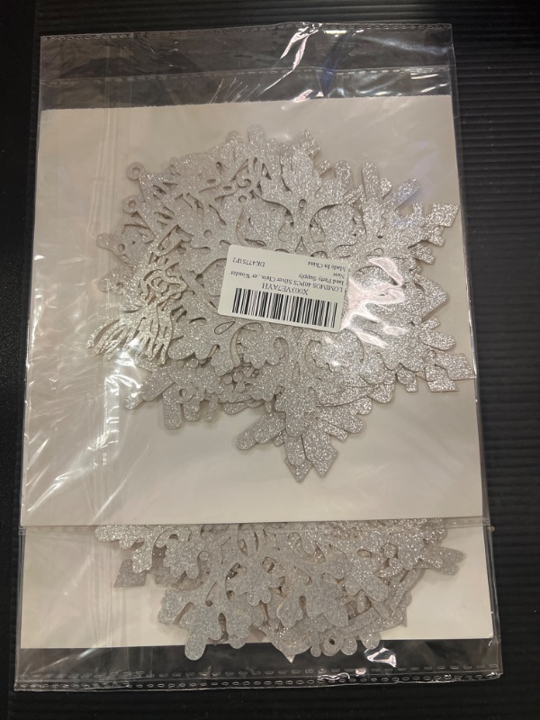 Photo 1 of LOMIMOS 40PCS Silver Christmas Tree Hanging Ornament, Glitter Snowflake Snowman Reindeer Santa Stocking Decoration for Xmas Tree Holiday New Year Winter Wonderland Party Supply